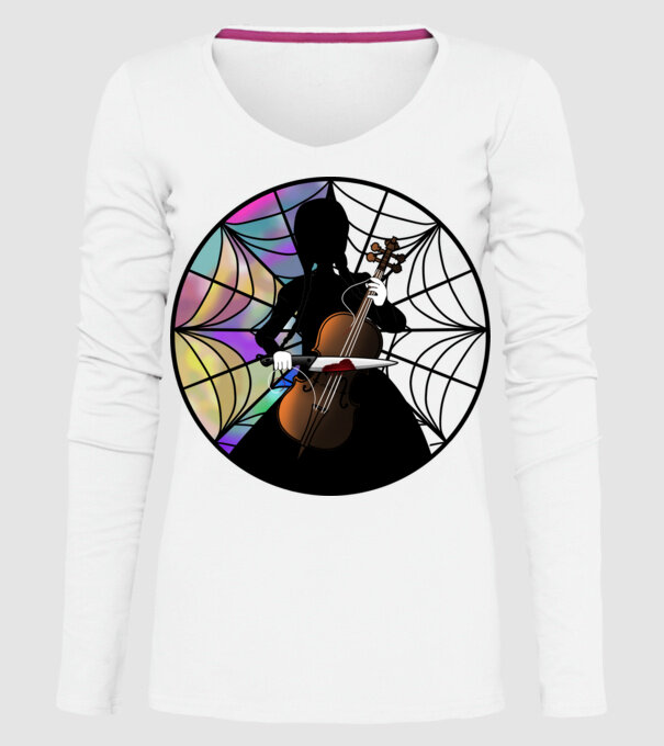 Wednesday Addams Cello - Enid room model alb pe tricou