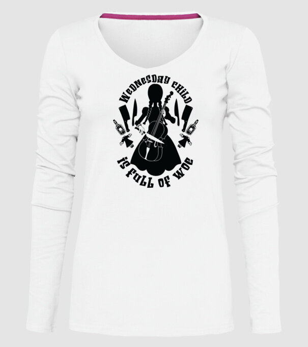 Wednesday child is full of woe model alb pe tricou