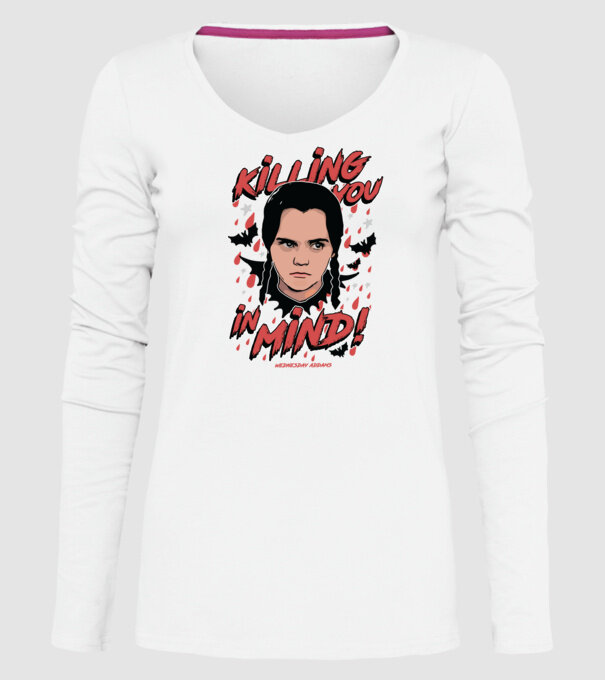 WEDNESDAY Killing You in my mind model alb pe tricou