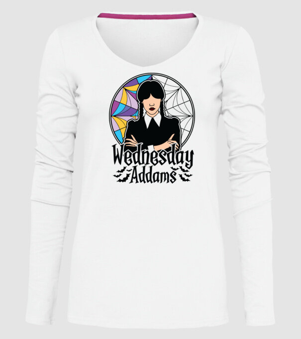 Wednesday Window colorful model alb pe tricou