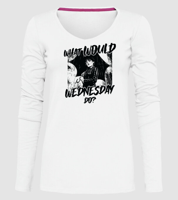 What would Wednesday do model alb pe tricou
