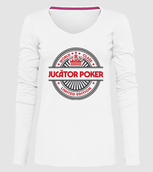 jucător poker model alb pe tricou