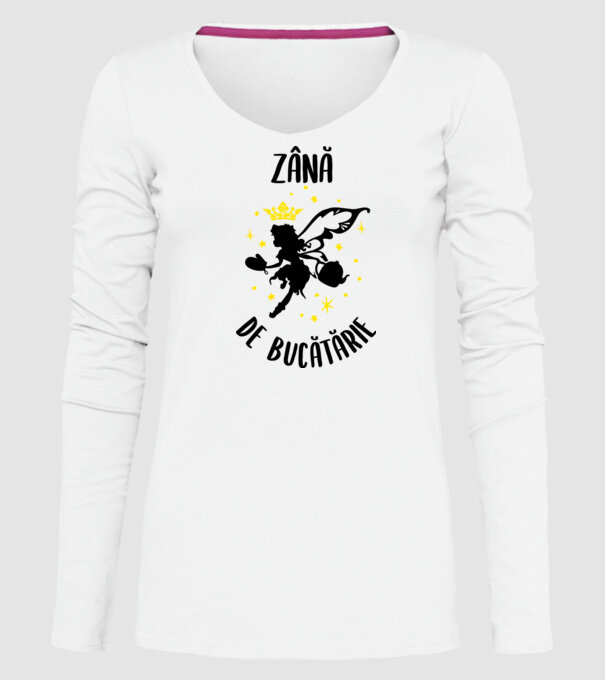 zână de bucătărie model alb pe tricou