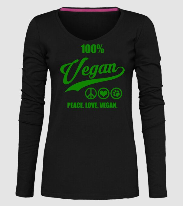 100% vegan model negru pe tricou