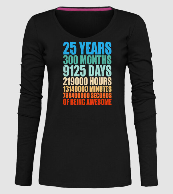 25 years of being awesome model negru pe tricou
