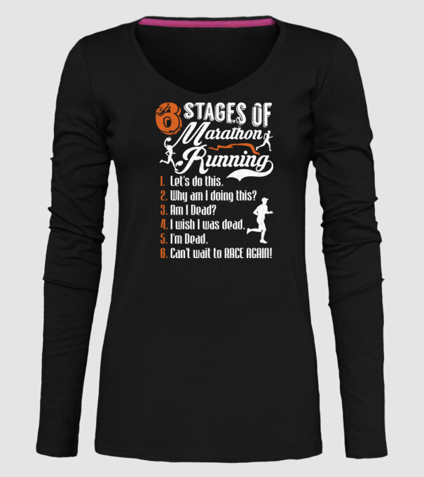 6 stages of marathon model negru pe tricou