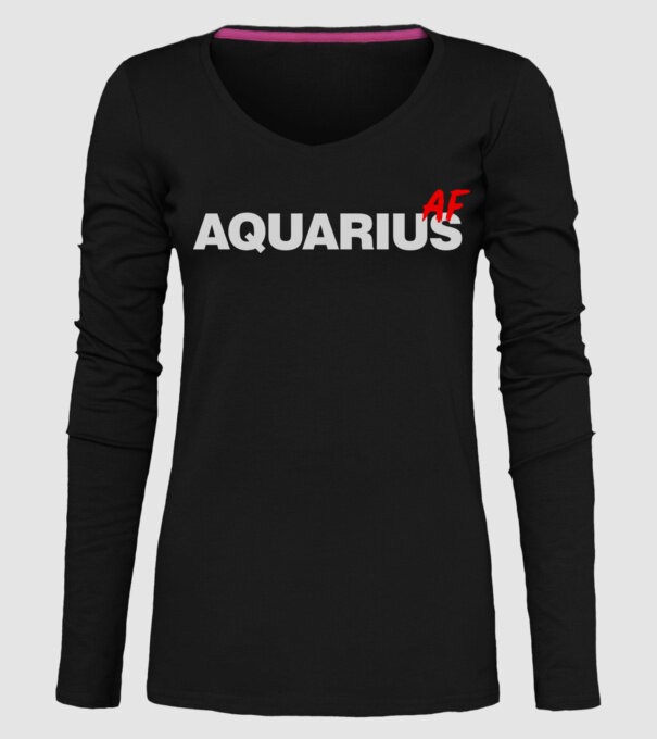 AQUARIUS as fuck model negru pe tricou