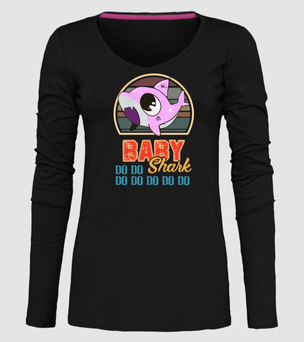 BabyGIRL shark model negru pe tricou