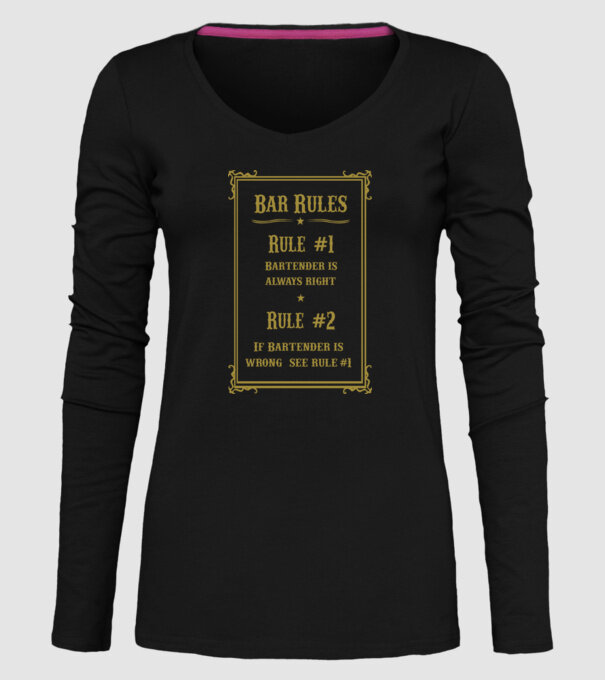Bar rules model negru pe tricou