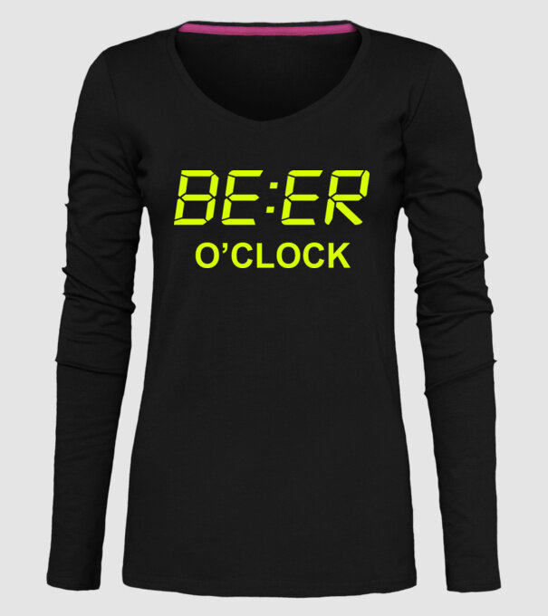'Beer o'' clock' model negru pe tricou