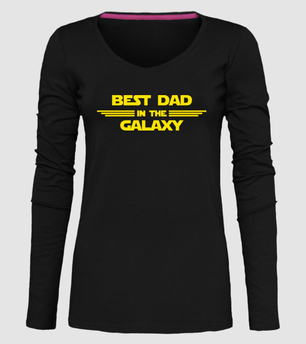 Best dad in the galaxy model negru pe tricou