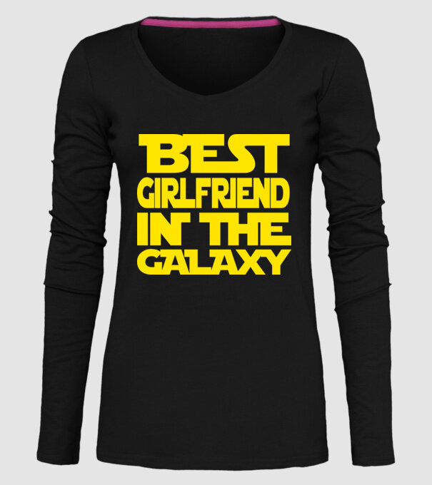 best girlfriend in the galaxy model negru pe tricou