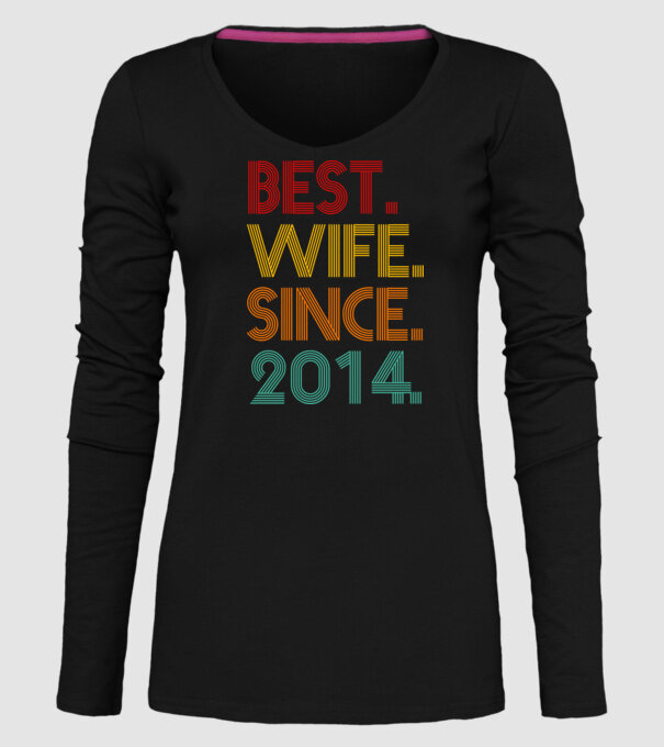 best wife since 2014 retro model negru pe tricou
