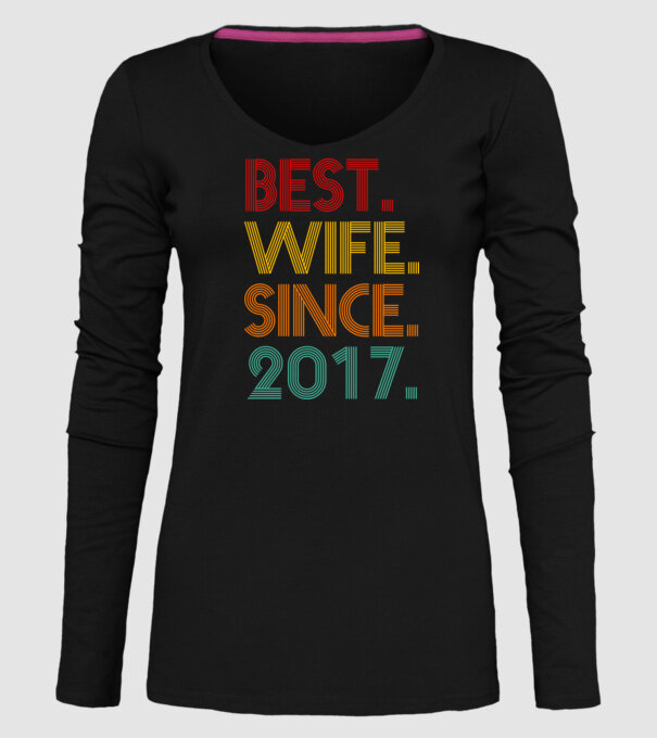 best wife since 2017 retro model negru pe tricou