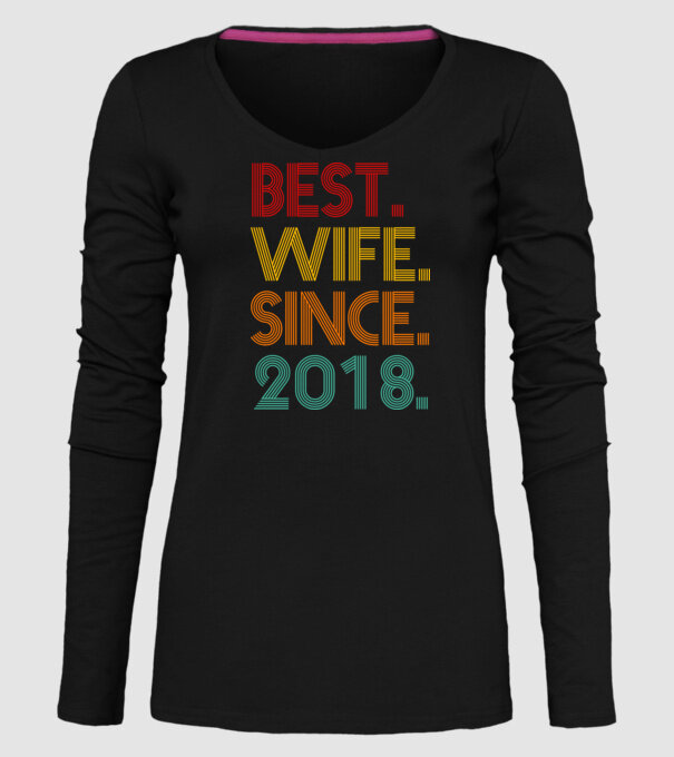 best wife since 2018 retro model negru pe tricou