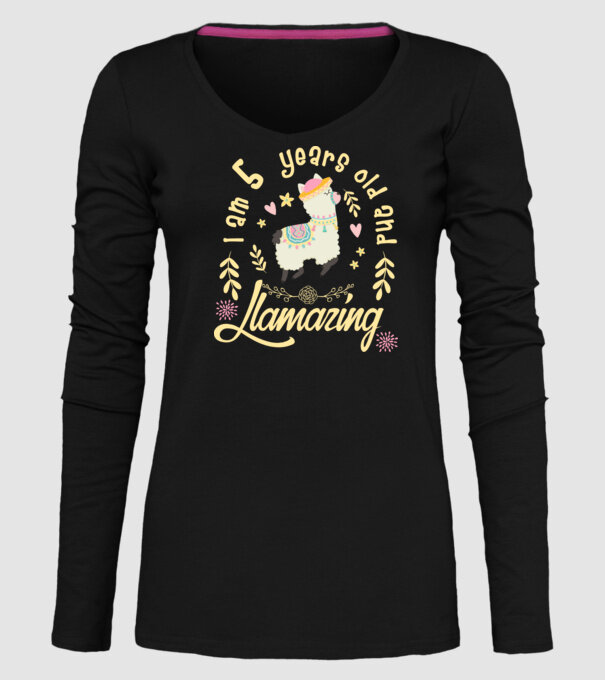 Birthday Llamazing 5 years old model negru pe tricou