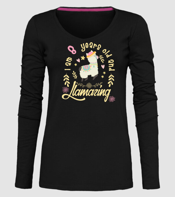 Birthday Llamazing 8 years old model negru pe tricou
