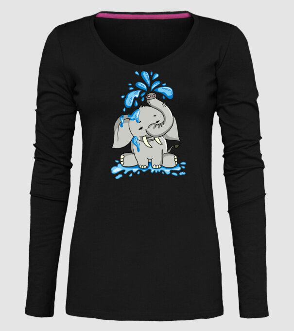 boldog elefánt model negru pe tricou