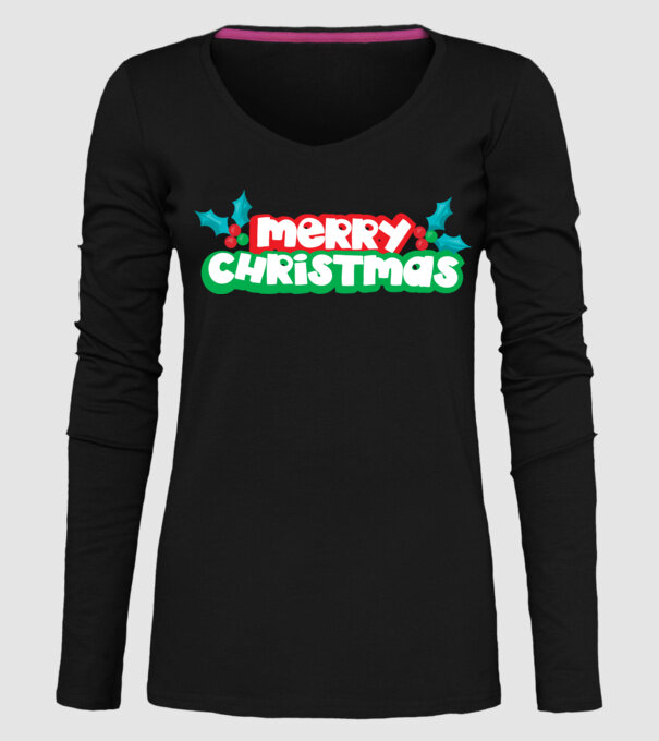 Text Crăciun Fericit model negru pe tricou