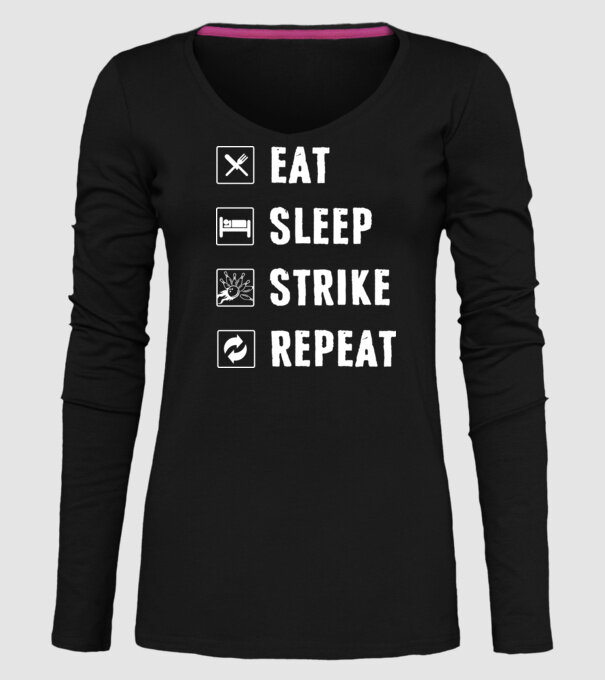 Bowling daily routine model negru pe tricou