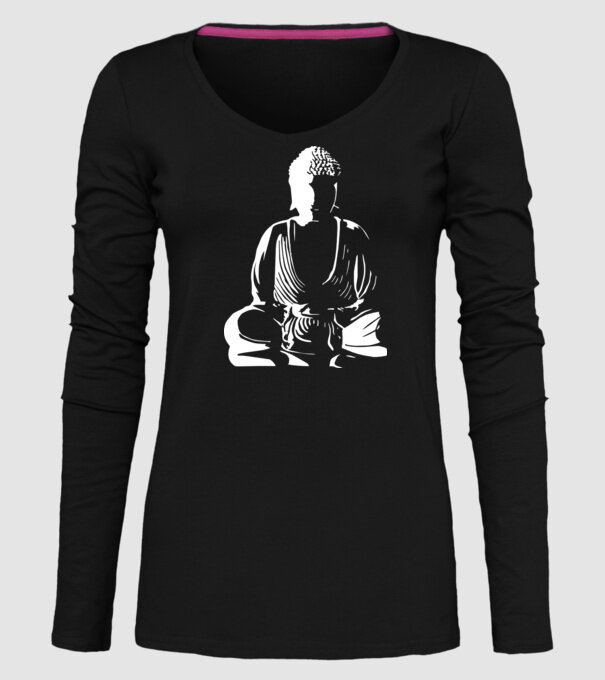 buddha silhouette model negru pe tricou