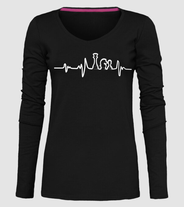 Chess heartbeat model negru pe tricou