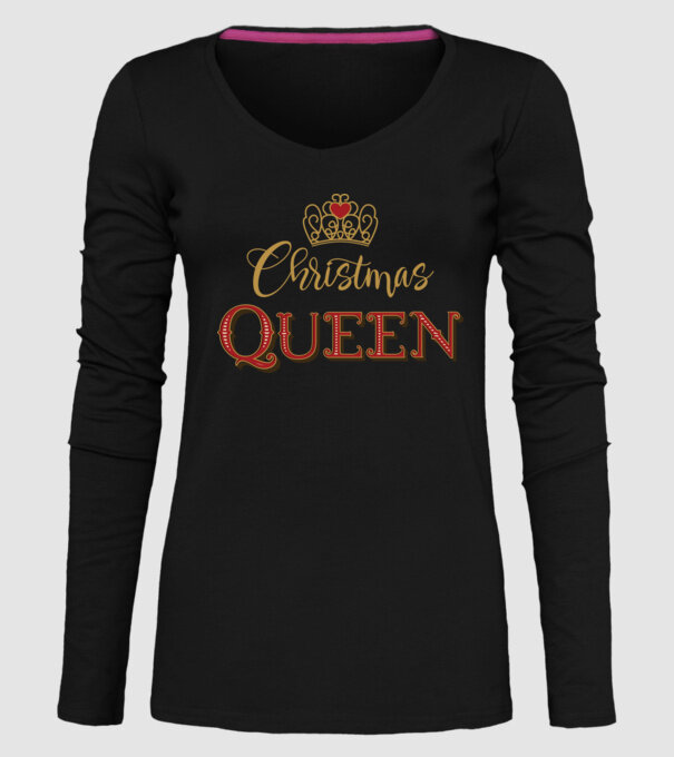 Christmas Queen model negru pe tricou