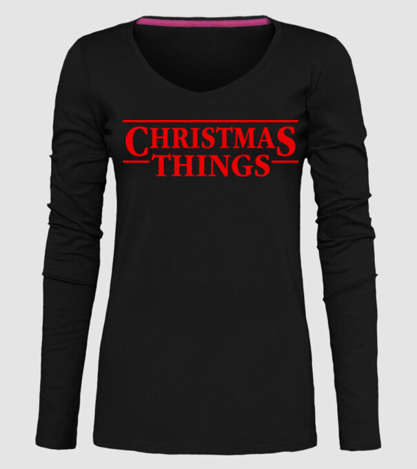 Christmas Things model negru pe tricou