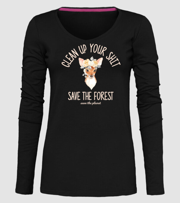 Clean up your shit model negru pe tricou