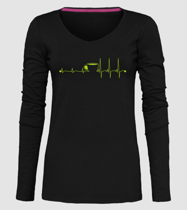 Coffee heartbeat model negru pe tricou