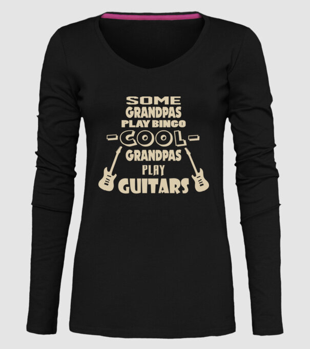 Cool grandpas play guitar model negru pe tricou