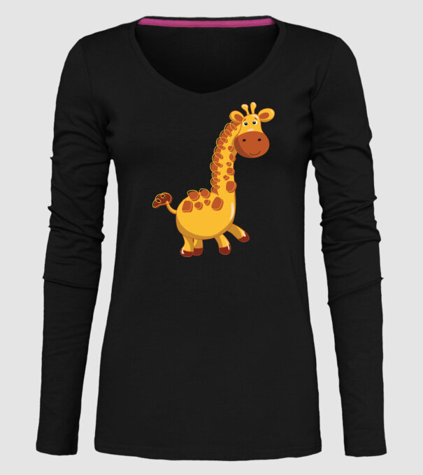 Cute giraffe model negru pe tricou