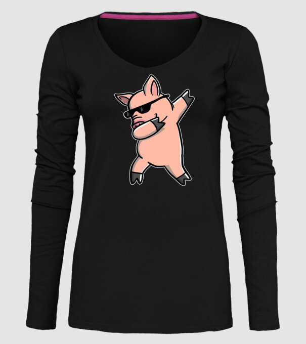 Porc dab model negru pe tricou