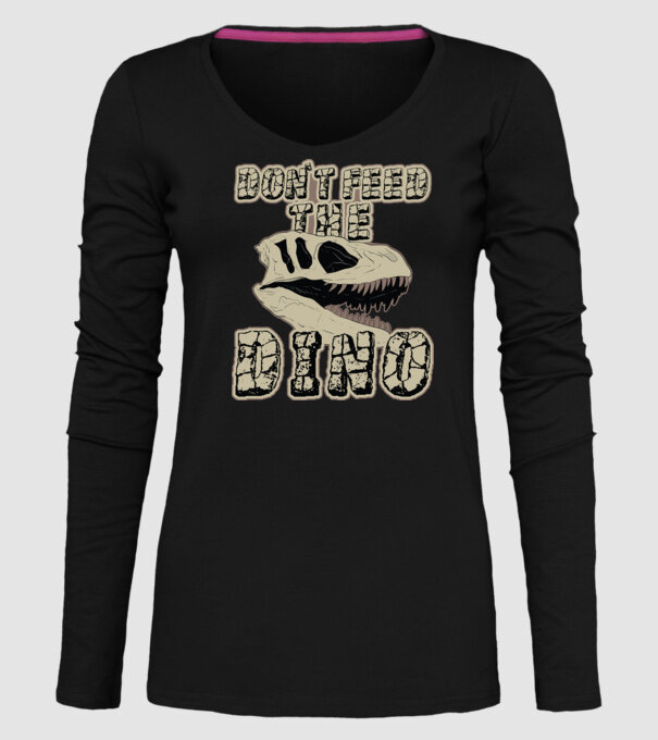 Dont feed the dino model negru pe tricou