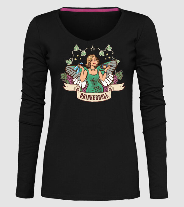 Drinkerbell model negru pe tricou