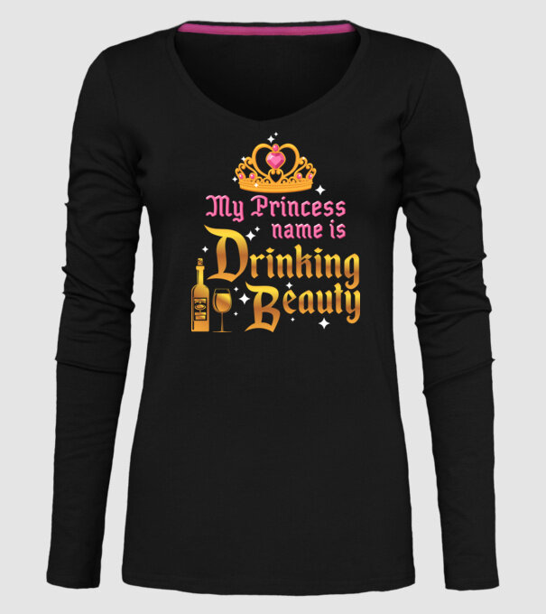 Drinking beauty model negru pe tricou