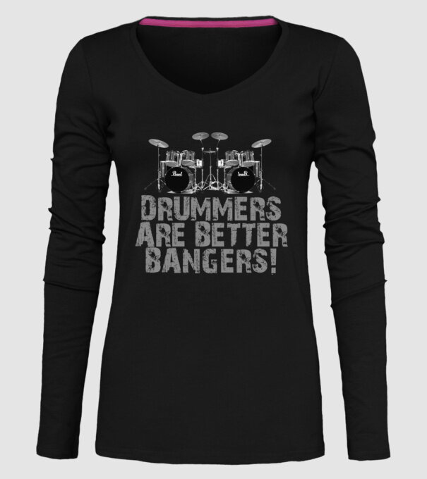 Drummers are better bangers model negru pe tricou