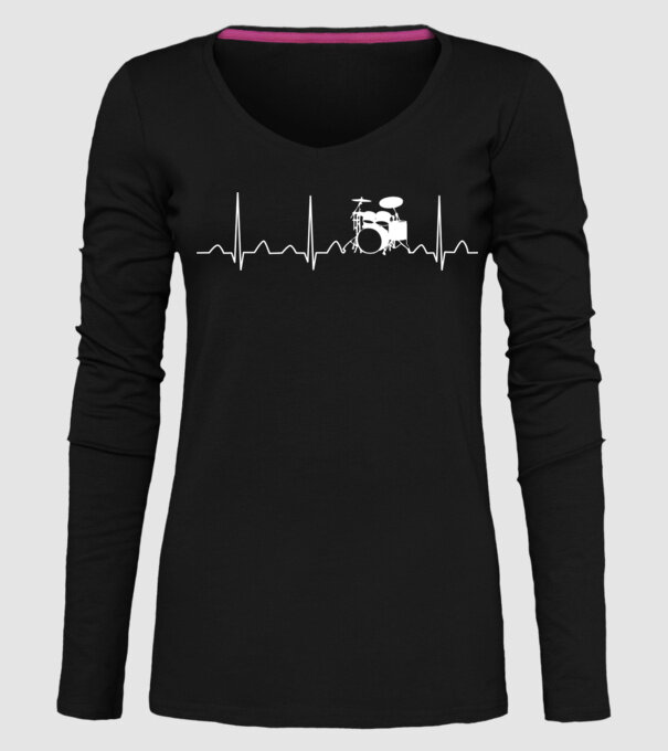 Drums heartbeat model negru pe tricou