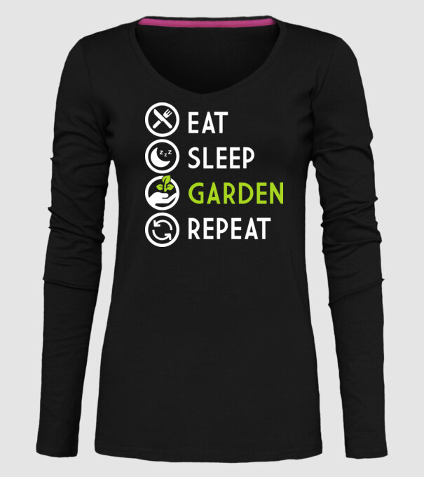 Eat sleep garden repeat model negru pe tricou