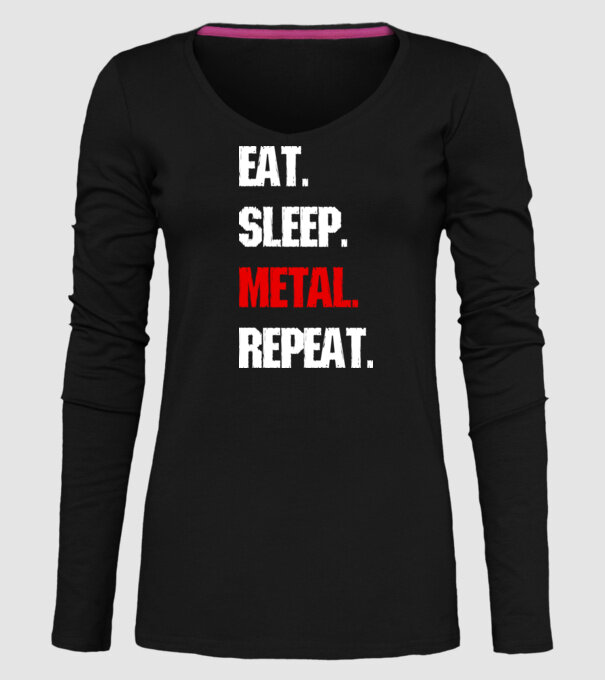 Eat sleep METAL repeat model negru pe tricou
