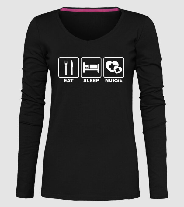 Eat Sleep Nurse model negru pe tricou