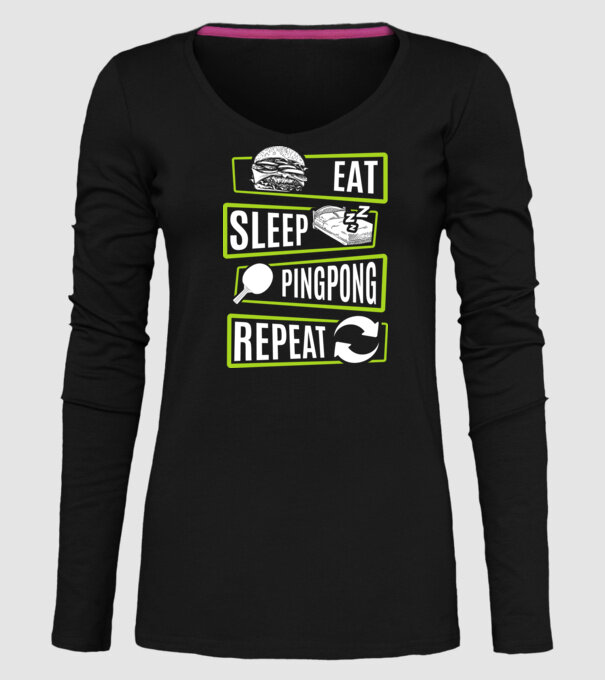 Eat sleep PING PONG repeat model negru pe tricou
