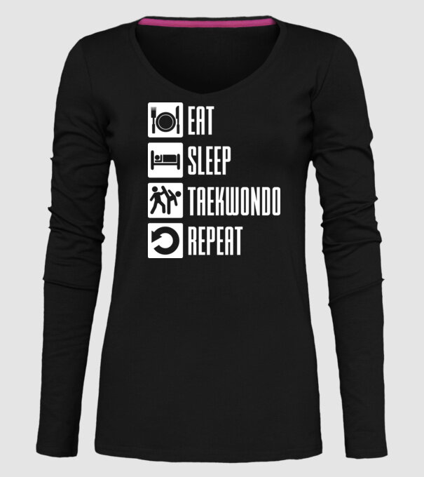 Eat sleep taekwondo model negru pe tricou