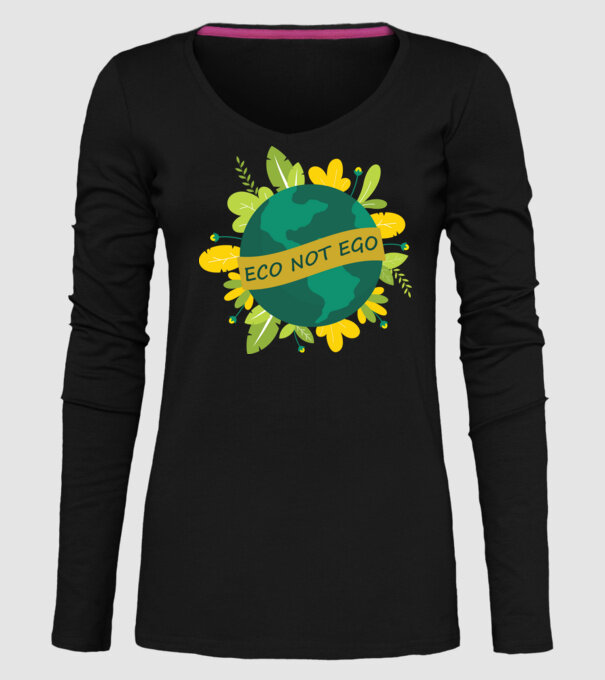 ECO NOT EGO model negru pe tricou