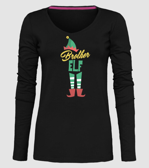 Elf family brother model negru pe tricou