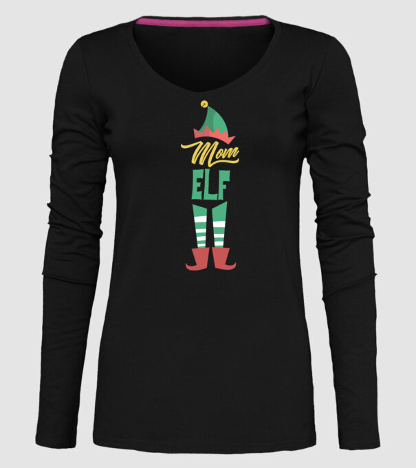 Elf family mom model negru pe tricou