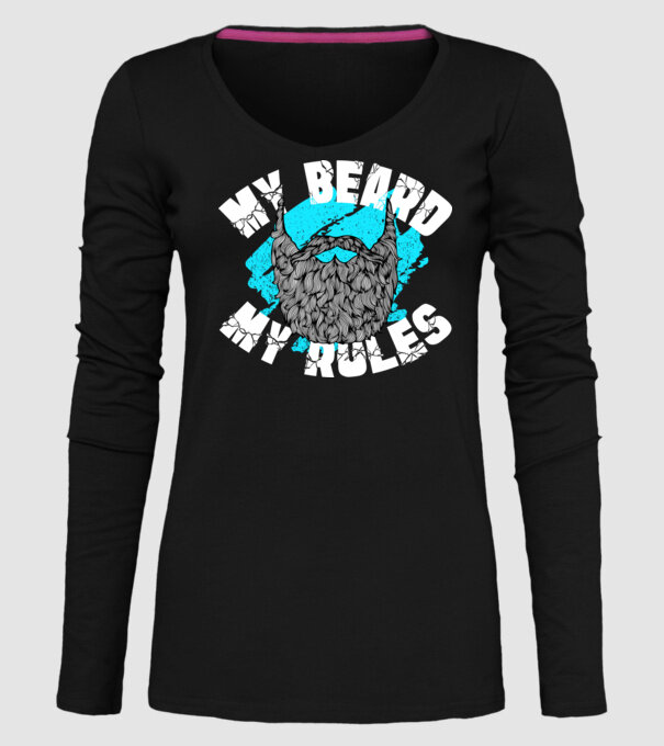 Barba mea, regulile mele (engleză) model negru pe tricou