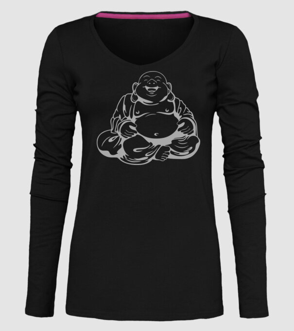 fat buddha model negru pe tricou