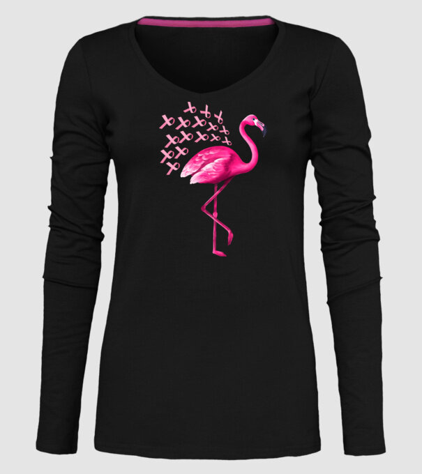 Flamingo pink model negru pe tricou
