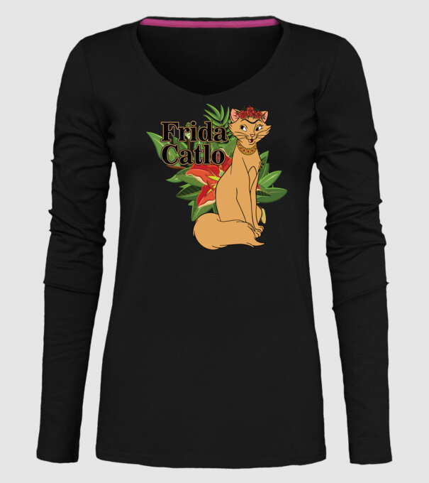 FridaCatlo model negru pe tricou